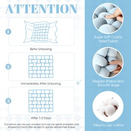 Wenqik 2 Pcs Knot Pillow Soft Throw Pillow Home Decoration Cushion Square Office Knotted Plush Throw Cushion for Living Room Bedroom Sofa Couch Living Room Decor, 12'' x 13''(Ice Blue)