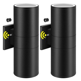Tesjaso Dusk to Dawn Sensor Outdoor Wall Light, Up and Down Cylinder Outdoor Wall Sconce Light Aluminum Modern Exterior Light Fixture IP65 Waterproof ETL(Bulbs Not Included)