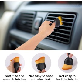 Zerkbiey Car Detailing Brush Dusting Brush, Car Interior Detailing Brush (4Pcs) – Soft Bristle Interior Cleaning Tool with Curved Design, Auto Detailing Dust Brush with Protective Cover