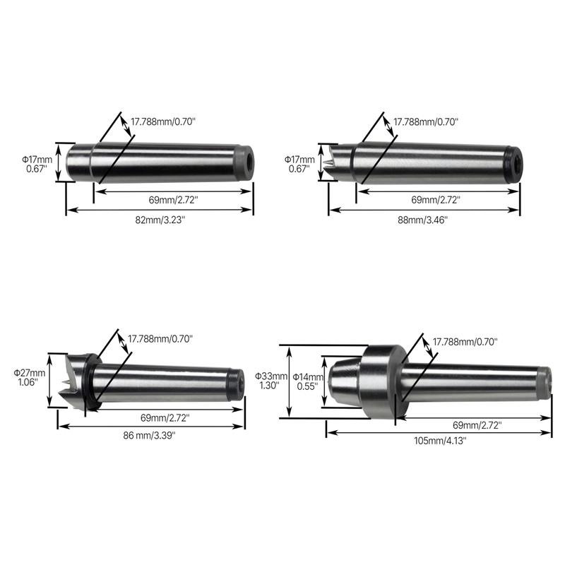HFS (R) 4 Piece Wood Lathe Center Set for #2