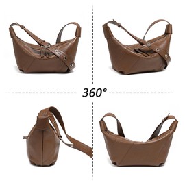 MFFOR Hobo Bags for Women Soft Crossbody Shoulder Purses Slouchy Genuine Leather (Brown)