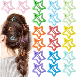 Mxxipp 20pcs Star Hair Clips for Women, Non-Slip Metal Star Snap Barrettes, Y2K Hairstyle Accessories for Women Thick Thin Fine Straight Curly Long Short Hair- 10 Colors