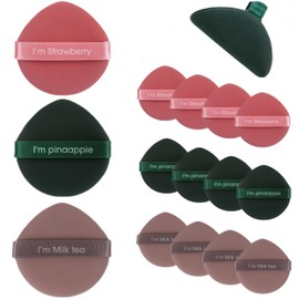 KOUMAKI Makeup Sponge, Fan Depuff Drop-Shaped, Round Shape, Soft, Absorbent, For Both Wet and Dry Use, 3 Colors, Set of 12, Convenient Individual Packaging (Drop Type (BR4 P4 G4))