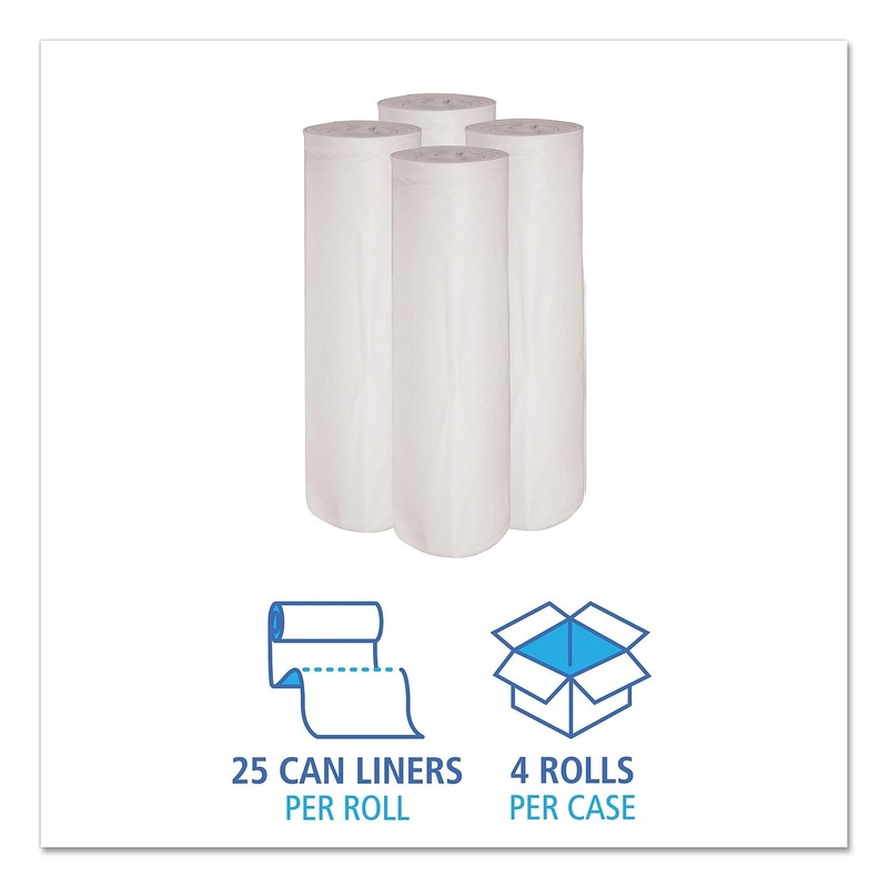 Boardwalk 4046EXH Waste Can Liners, 40-45gal, 40 x 46.6mil, White,