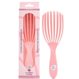 Nature Spell FlexiFlow Detangling Hair Brush, Flexible Strands for Gentle Brushing, Eliminates Knots & Reduces Breakage, Suitable for All Hair Types, Pink