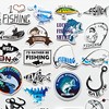 Calcomanías genéricas de pesca con mosca para barcos, pescado, bagre,