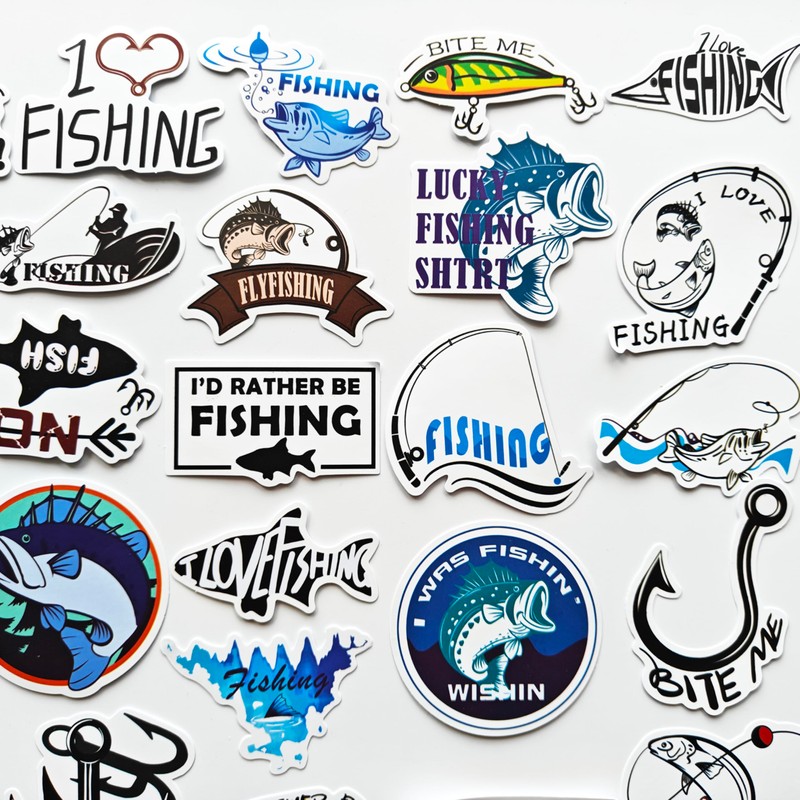Calcomanías genéricas de pesca con mosca para barcos, pescado, bagre,