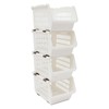 4-Pack Stackable Plastic Storage Baskets - Open Front Organizer Bins