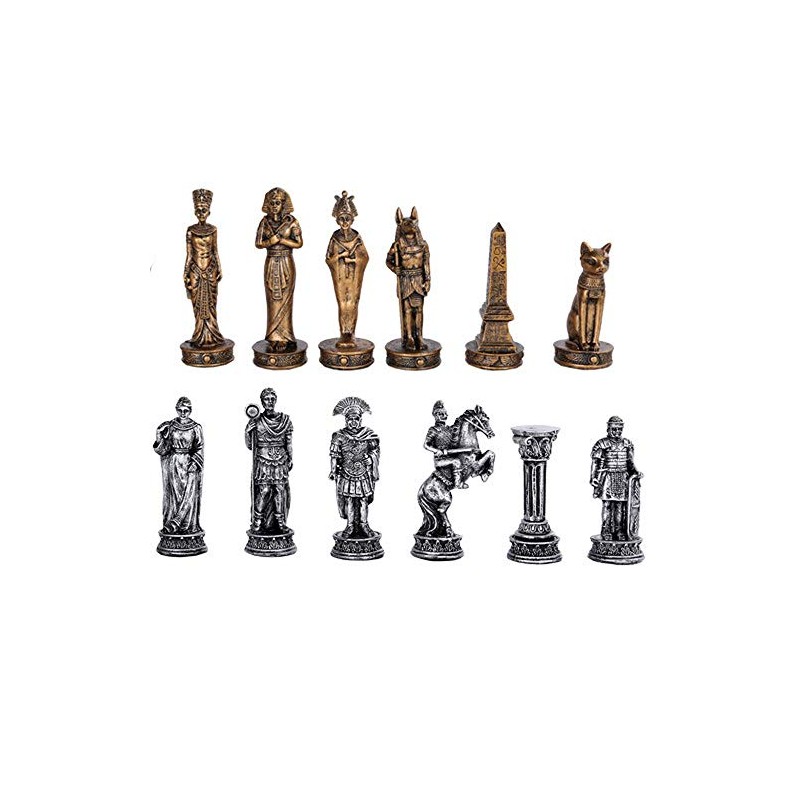 Pacific Giftware Romans Vs Egyptians Chess Set with Glass Board