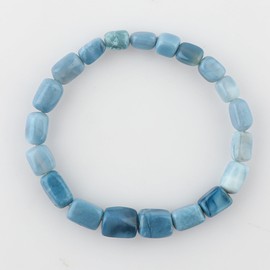 CRYSTALIS Blue Opal Elastic Stretch Bracelet, Natural Beads, Chakra Healing Jewelry for Men & Women, Adjustable Bracelet, Gift Giving Bracelet, 7.25 to 7.50 inch