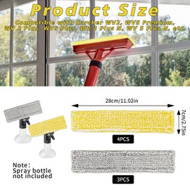Window Vac Accessories for Karcher WV2 WV5, 7 Pcs Window Vac Cleaning Pads and 4 Replacement Rubber Lips, Compatible Window Vac Spares for Karcher, Replacement Microfibre Swipping Mop Cloth Pads