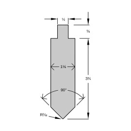 ClevorRacing Press Brake  Punch  x 6 "lg , 90 Deg. , Similar to Riteway # 17 Die