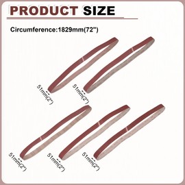 HARFINGTON 2 x 72 Inch Sanding Belts, 10 Pcs 80/120/150/240/400 Grits Aluminum Oxide Abrasive Belt Sander File Belt for Woodworking, Metal Polishing, Knife Sharpener