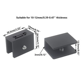 Glass Clamps,4PCS Heavy Duty Glass Brackets, TTZEZE Glass Mounting Brackets Adjustable Glass Clips Aluminum Alloy Glass Holder Flat Back for Balustrade、Staircase、Handrail,Tempered Glass Metal Casting