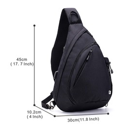 TurnWay Water-Proof Sling Backpack/Crossbody Bag/Shoulder Bag for Travel, Hiking, Cycling, Camping for Women & Men (Black)