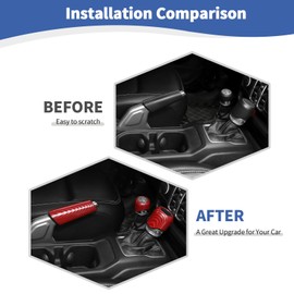 JOSHELA for Jeep JL Gear Shift Knob Handbrake Cover Trim for Jeep Wrangler JL JLU 2018 up for Gladiator JT 2020 up Red Carbon Fiber Interior Accessories 3pcs
