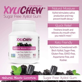 Xylichew 100% Xylitol Chewing Gum Jars - Non GMO, Gluten, Aspartame, and Sugar Free Gum - Natural Oral Care, Relieves Bad Breath and Dry Mouth - Licorice, 60 Count (Pack of 4)