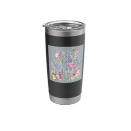 WOMEN FLORAL WATERCOLOR BOTANICAL FLOWER DRAGONFLY TOAD FROG Stainless Steel Insulated Tumbler