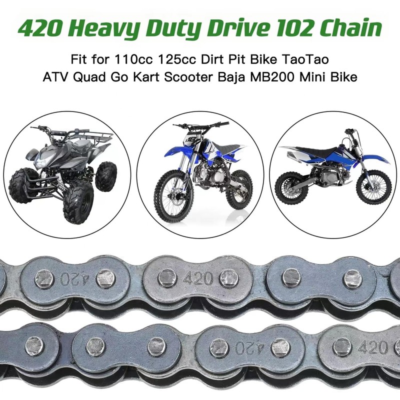 420 Drive Chain 102/120/132 Links Heavy Duty + 420 Chain