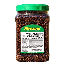 Nirwana Asian Indian Spice Cloves Whole Laung Clavo Premium Quality for Cooking, Baking, Tea, Beverages, Pomander Balls, Hand Selected All Natural Vegan Spices and Seasoning 28oz