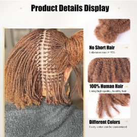 Afro Kinky Bulk Human Hair, 4C, 50g/pack, Braiding Hair for Mini Twists and Sister Locs (#30 18inch)