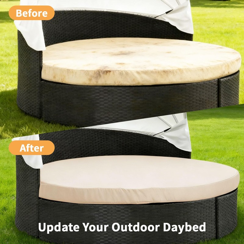 Thankyall Outdoor Daybed Cushion Cover, 66" Waterproof Daybed Cover (Khaki)
