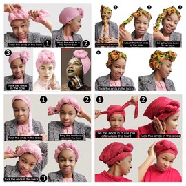 Ankara - Diadema suave con estampado africano para la cabeza, para el pelo largo, bufanda, turbante, jersey de punto africano