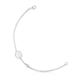 TOUS Sterling silver bracelet for women with pearl and bear motif, 17.5 cm long, timeless and classic, Camee collection