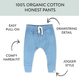 HonestBaby Multipack Honest Pants Joggers Pull on 100% Organic Cotton for Infant Baby and Toddler, Boys, Girls, Unisex, Seersucker Plaid Cornflower, 3-6 Months