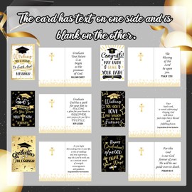 Motiskyy 48 Pack Religious Graduation Cards with Envelopes and Stickers Black Gold Foiled Christian Grad Greeting Cards 6 Elegant Designs for Graduation Gift Party Supplies