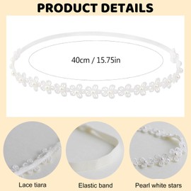 LOMSUXA Baby Girls' Headbands, White, Stretchy Headband, Double Lace, Bowknot Hairband, Soft Baby Hairband, Nylon, Newborn Hair Accessories, Baby Gifts for Newborns