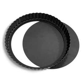 hzbaiyi 8 inch Quiche Pan, 22cm Non-Stick Deep Pie Pans with Removable Loose Bottom Tart Pan for Baking, Quiches, Flans, Fluted Round Quiche Tart Pan