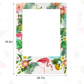 Relaxweex 13 Pcs Luau Photo Booth Props Hawaiian Party Decorations, 12 Pairs Beach Themed Funny Hawaiian Glasses, 1 PC Summer Flamingo Photo Frame, Tropical Fancy Dress Props Supplies Party Favors