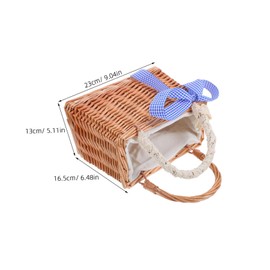 SHOWERORO Fashionable Handwoven Wicker Square Basket Small Flower Storage Basket Handle for Women Beach and Home Dec