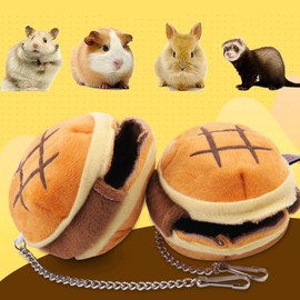 Yuly Hamster Warm Bed House Hamburger Design for Small Animals Cage Accessories for Small Guinea Pigs Junior Chipmunks Hamster Hideout Dwarf Syrian