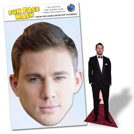 Party People 1 x Channing Tatum - Ready To Wear Celebrity Face Mask Includes Freestanding 20cm Desktop Standee Card Cutout - Standee Channing T