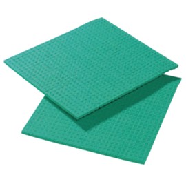 AUK CG040-G Cellulose Sponge Cloth, 206 mm Length x 185 mm Width x 6 mm Thickness, Green (Pack of 10)