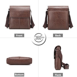 Shoulder Bags for Men Messager Bags for Men Lightweight Small Men's Shoulder Bag Dark Brown Cross Body Bag for Men PU Leather with Zipper Closure
