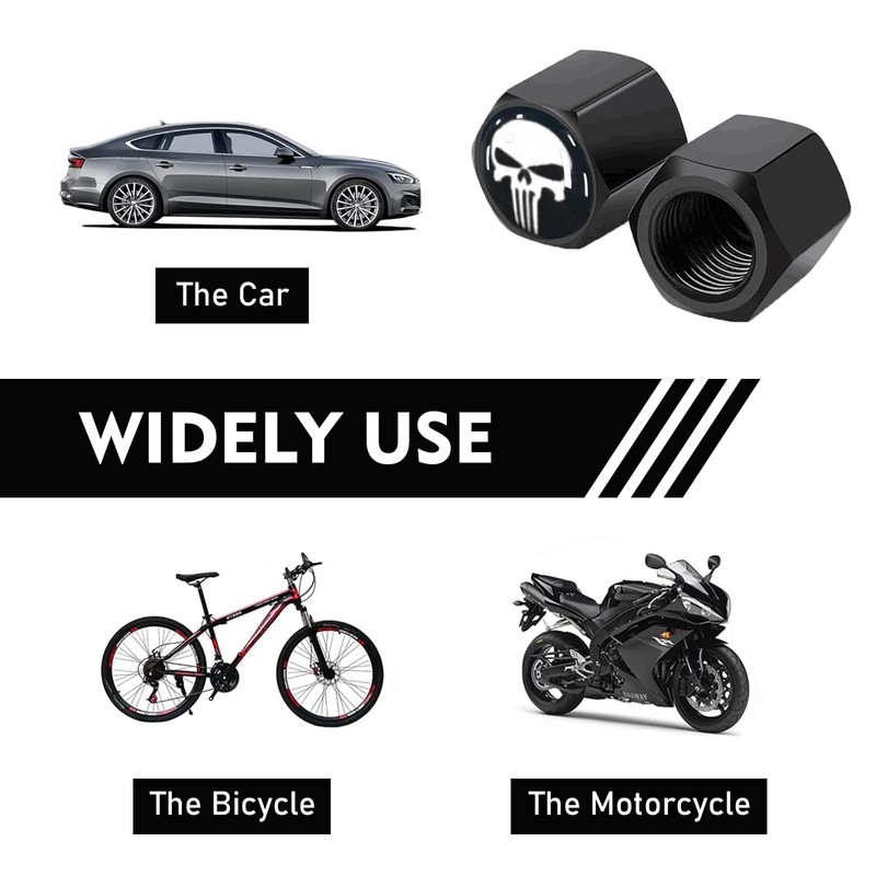 MLY 4 PCS Car Tire Valve Caps Skull Design, Airtight