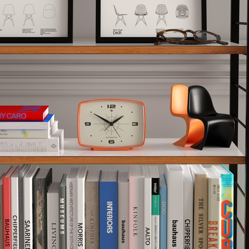 NEWGATE® Brooklyn Alarm Clock | Rectangular Retro Design | Pumpkin