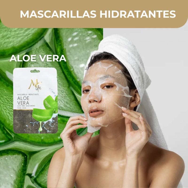 Mascarilla Facial Hidratante Aloe Vera, Skincare. Mc Life