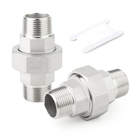 TAISHER 2PCS 304 Stainless Steel Union, 1/2" NPT Male x 1/2" NPT Male Cast Pipe Fitting