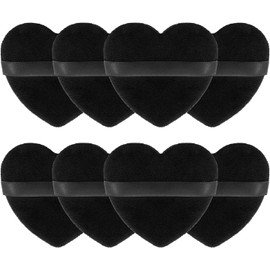 8 Borlas de Polvo con Forma de Corazón para Maquillaje Facial, Lavables, Reutilizables, Suaves, de Felpa, para Base de Maquillaje, para Rostro Y Cuerpo, Polvos Sueltos, Herramienta de Maquill