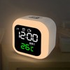 LED Alarm Clock Night Light USB Rechargeable Mirror Design Adjustable