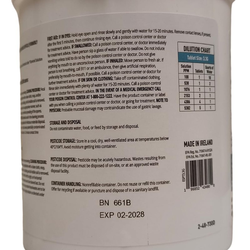 PurTabs 3.3 gram Sporicidal NaDCC Tablet Disinfectant - Multipurpose, Concentrated
