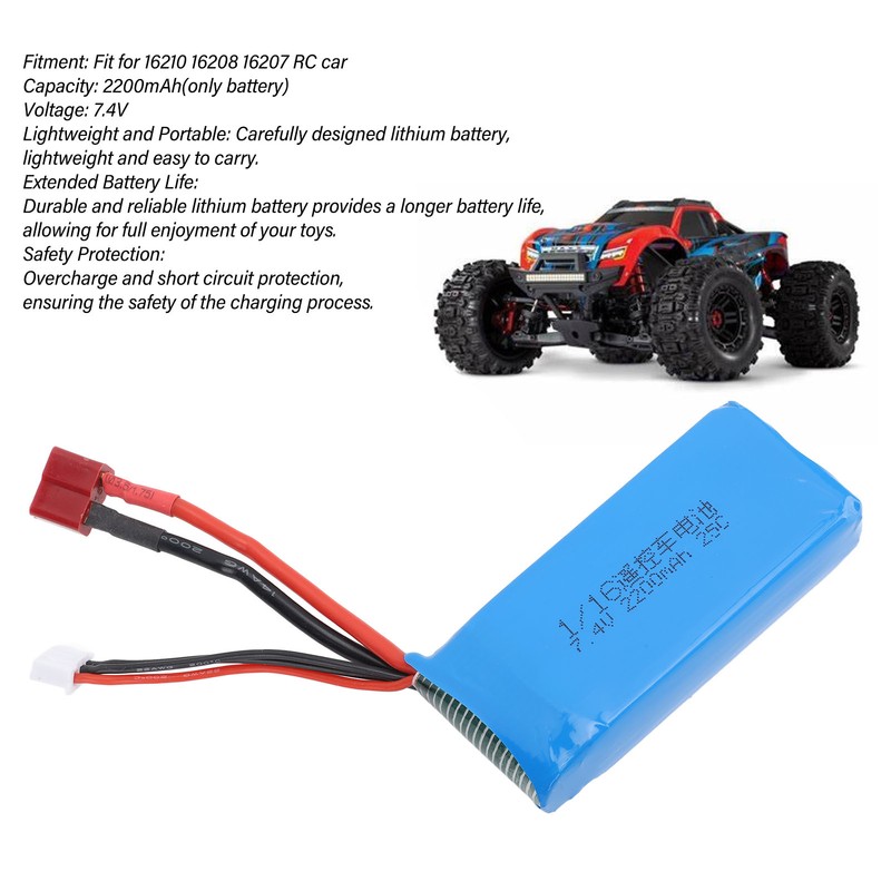 RC Car Battery 2S 7.4V 2200mAh Li Po Circuit Protection