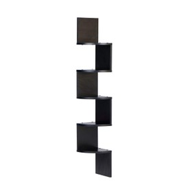 Danya B. XF11035BK Large Decorative 5-Tier Corner Floating Wall Mount Display Shelving Unit - Black