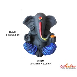 Satre Online and Marketing Small Black Ganesha in Multicolor for Home/Car/Office Decor - 1 Pcs (Blue)