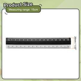 sourcing map Straight Ruler 15cm Metric Plastic Aluminum Alloy Protractor Ruler Geometric Measure Tool for Architect Artist Office, Black
