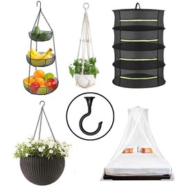 Evsteluo 2 Sets Large Swag Hooks for Ceiling - Heavy Duty Hooks for Hanging Plants and Chandeliers, Ideal for Cavity Wall Fixing and Ceiling Installation (Black)